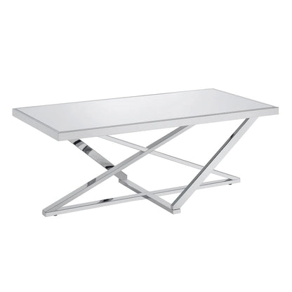 Table basse Marchat Glam Chrome 47 pouces avec plateau miroir, par Furniture of America