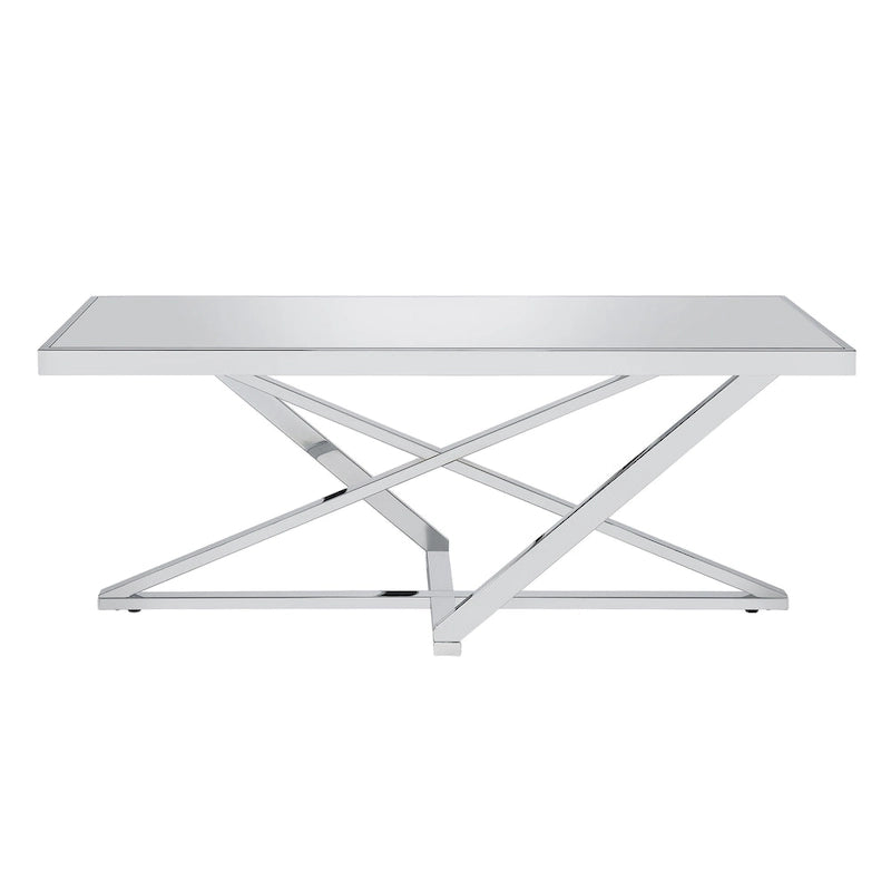 Table basse Marchat Glam Chrome 47 pouces avec plateau miroir, par Furniture of America