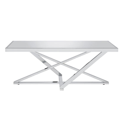 Table basse Marchat Glam Chrome 47 pouces avec plateau miroir, par Furniture of America