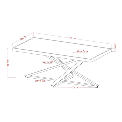 Table basse Marchat Glam Chrome 47 pouces avec plateau miroir, par Furniture of America