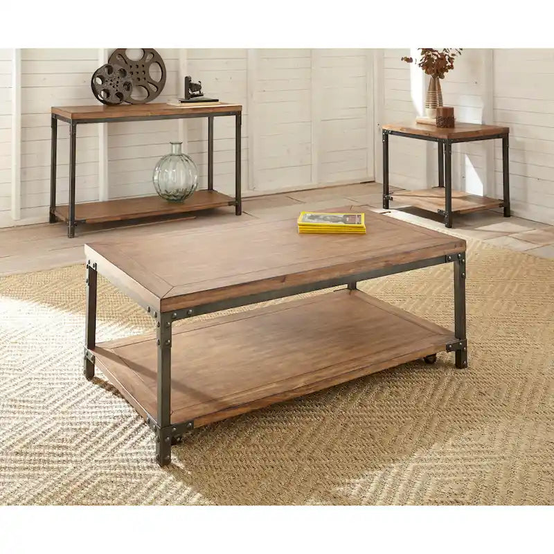 Table console industrielle en bois et métal Steve Silver Leyburn