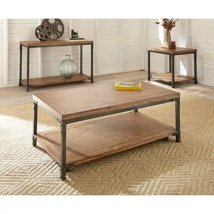 Table console industrielle en bois et métal Steve Silver Leyburn