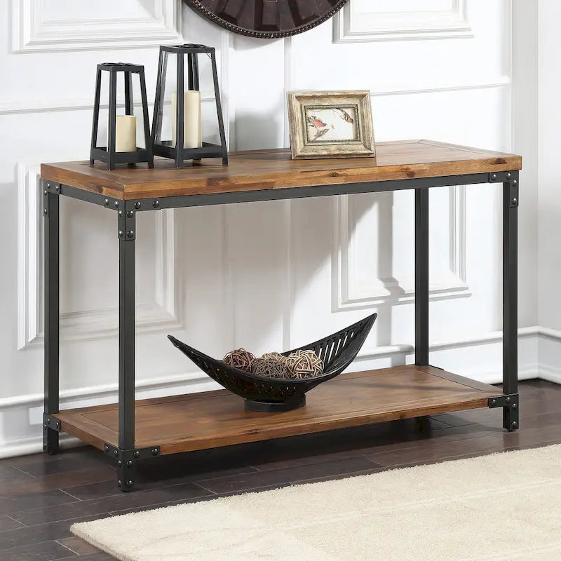 Table console industrielle en bois et métal Steve Silver Leyburn