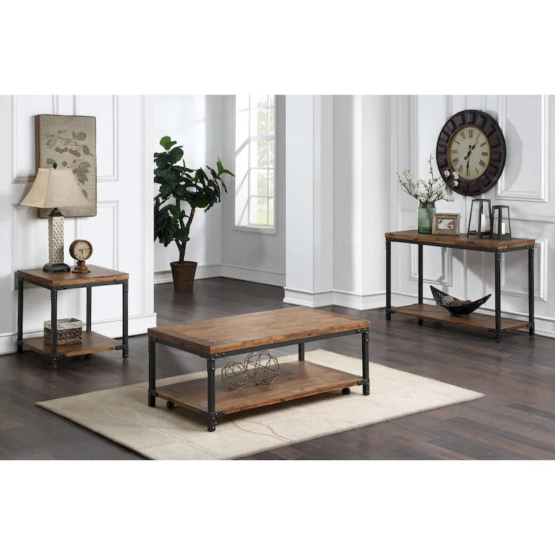 Table console industrielle en bois et métal Steve Silver Leyburn