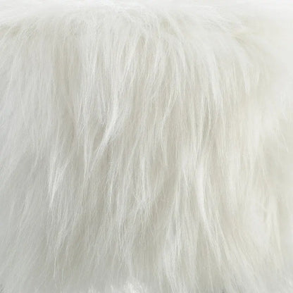 Pouf en fausse fourrure blanche à poils longs Silver Orchid Karlweis