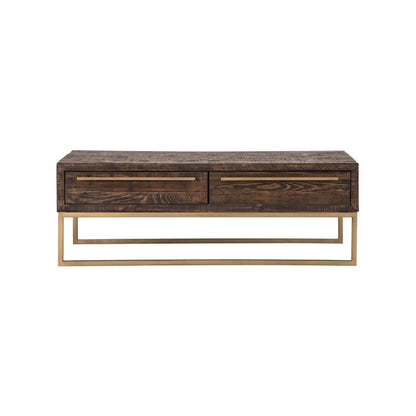 Table basse HomeRoots 47 en métal brun foncé et doré avec tiroir - 46,5