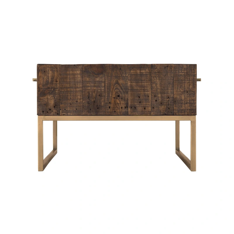 Table basse HomeRoots 47 en métal brun foncé et doré avec tiroir - 46,5