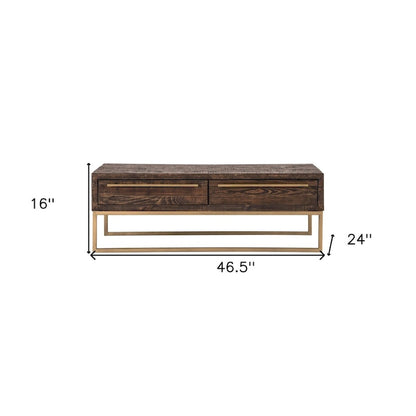 Table basse HomeRoots 47 en métal brun foncé et doré avec tiroir - 46,5