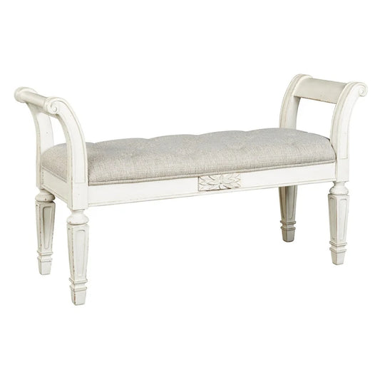 Banc d'appoint Realyn Vintage Casual blanc antique