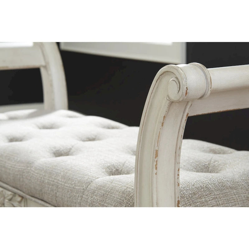 Banc d'appoint Realyn Vintage Casual blanc antique
