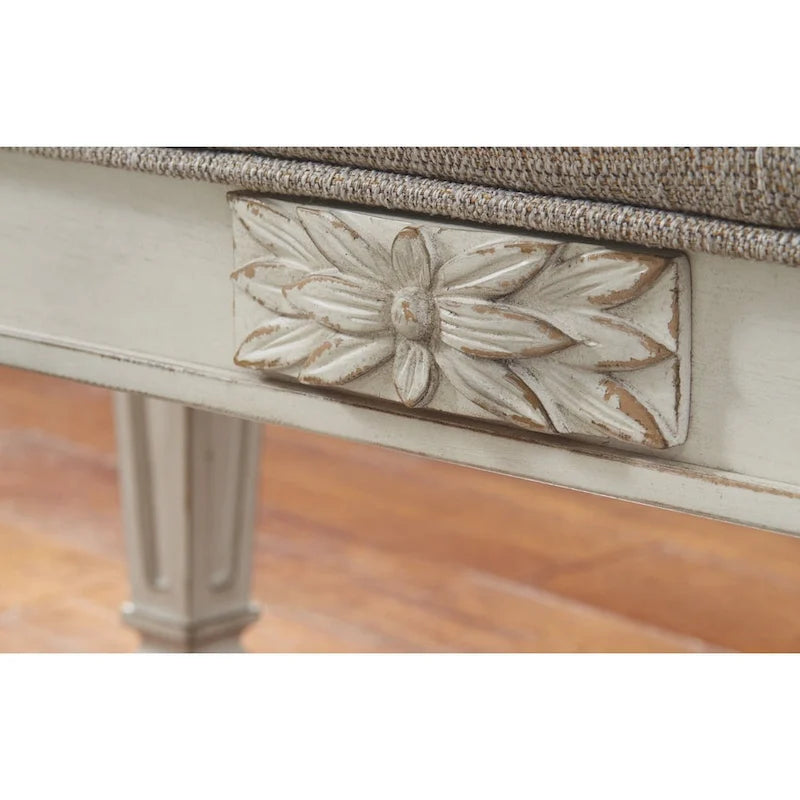 Banc d'appoint Realyn Vintage Casual blanc antique