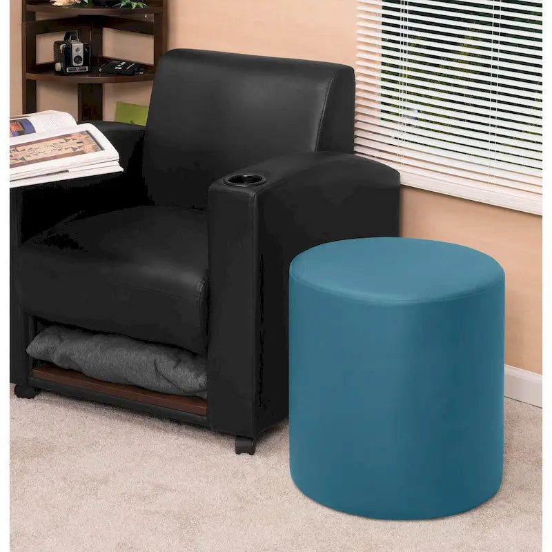 Pouf rond Lane - Bleu sarcelle paon