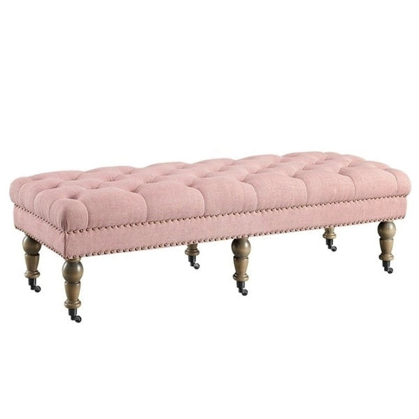 Banc capitonné rose Copper Grove Pereislav de 157 cm