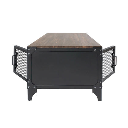Table basse de rangement en acier Conner Rustic Black et Dark Walnut de 48 pouces par Furniture of America