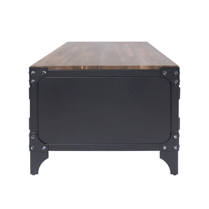Table basse de rangement en acier Conner Rustic Black et Dark Walnut de 48 pouces par Furniture of America