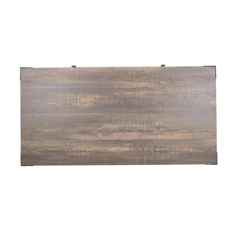 Table basse de rangement en acier Conner Rustic Black et Dark Walnut de 48 pouces par Furniture of America
