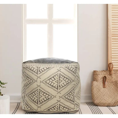 Pouf rustique géométrique fait main Sevita