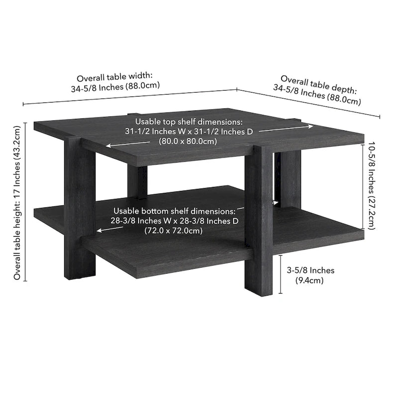 Table basse carrée Ingrid de 34,66 pouces de large
