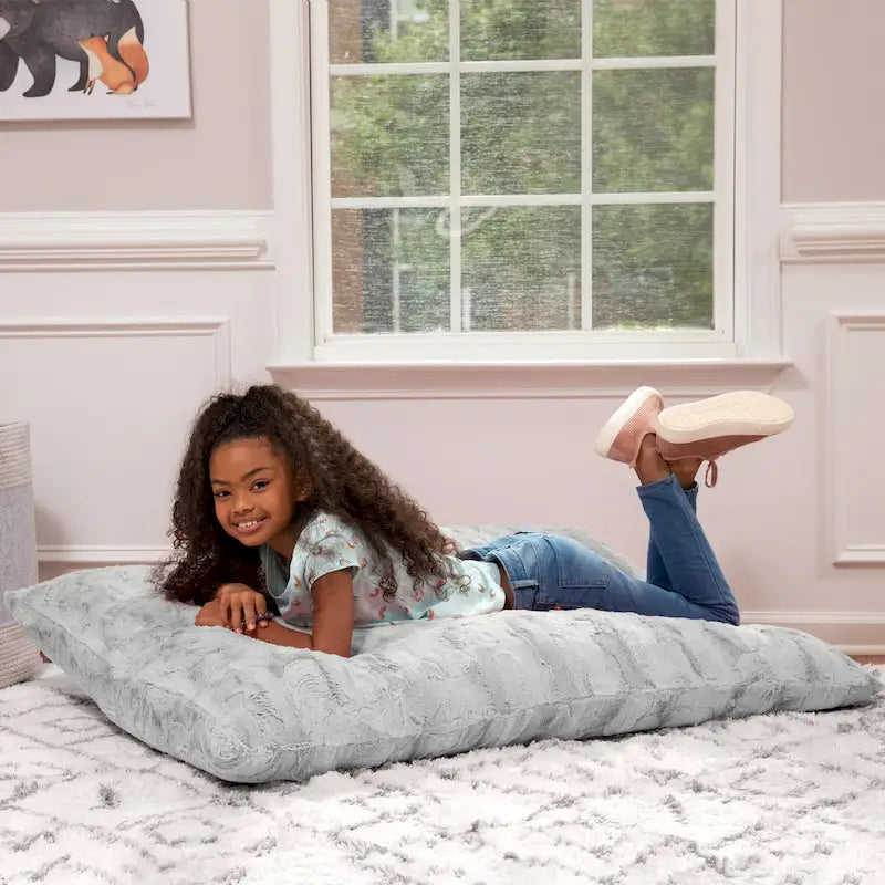 Coussin de sol décoratif géant Jaxx Saxx de 107 cm (3,5 pieds) pour enfants, en fausse fourrure