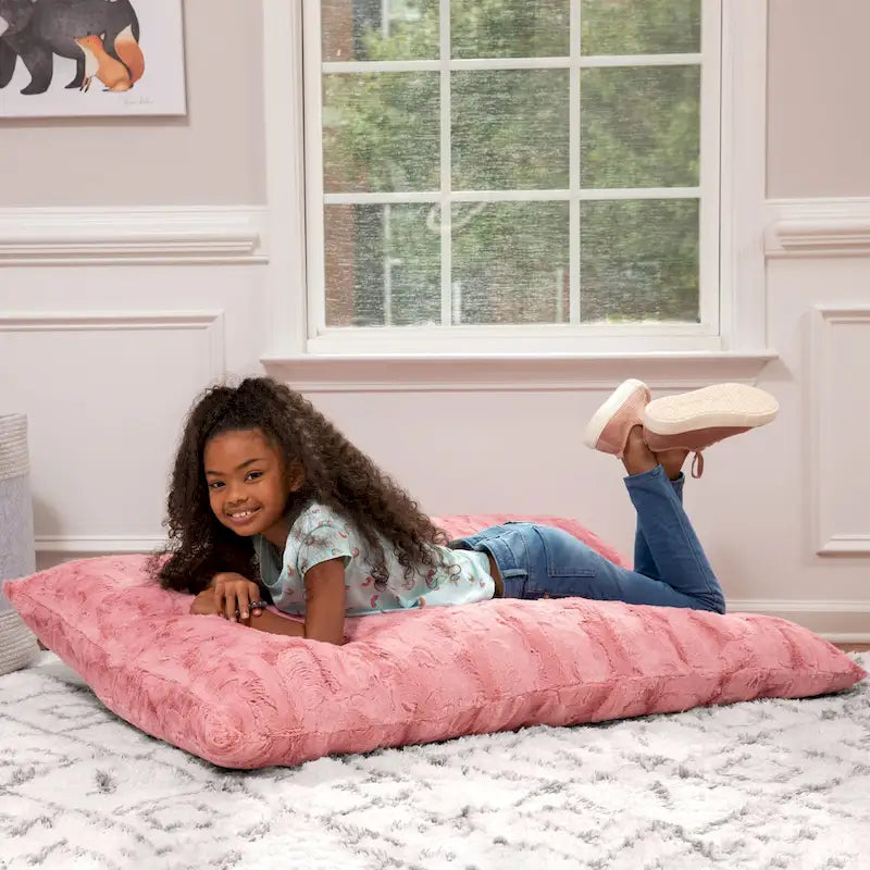 Coussin de sol décoratif géant Jaxx Saxx de 107 cm (3,5 pieds) pour enfants, en fausse fourrure