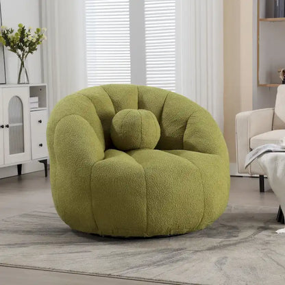 HOMEFUN Pouf rond rembourré en bouclette avec coussin