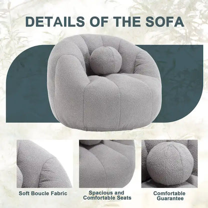 HOMEFUN Pouf rond rembourré en bouclette avec coussin