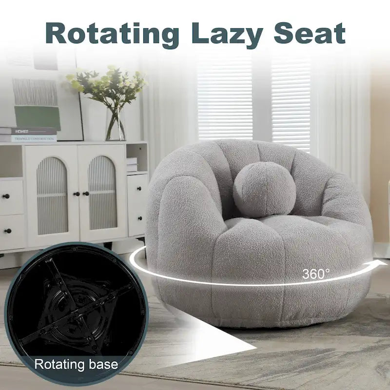 HOMEFUN Pouf rond rembourré en bouclette avec coussin