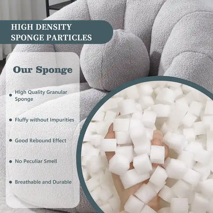 HOMEFUN Pouf rond rembourré en bouclette avec coussin