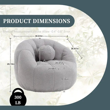 HOMEFUN Pouf rond rembourré en bouclette avec coussin
