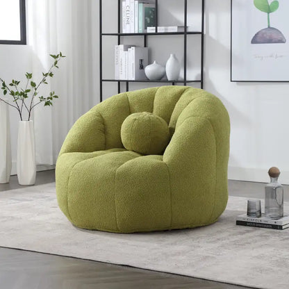 HOMEFUN Pouf rond rembourré en bouclette avec coussin