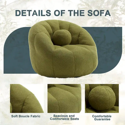 HOMEFUN Pouf rond rembourré en bouclette avec coussin
