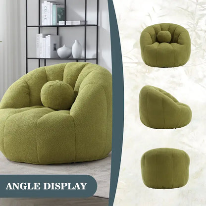 HOMEFUN Pouf rond rembourré en bouclette avec coussin