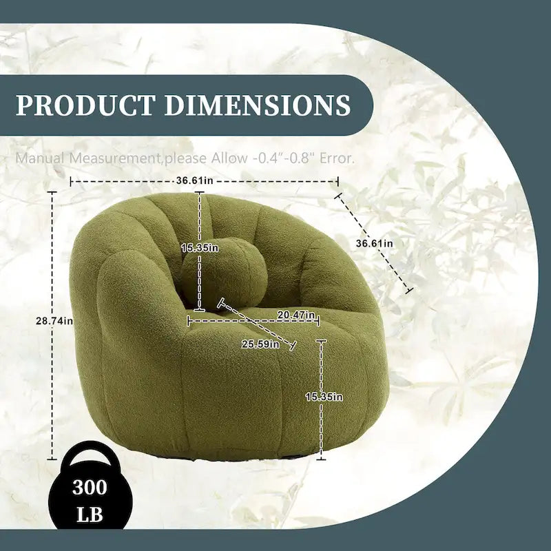 HOMEFUN Pouf rond rembourré en bouclette avec coussin