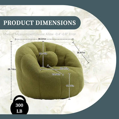 HOMEFUN Pouf rond rembourré en bouclette avec coussin