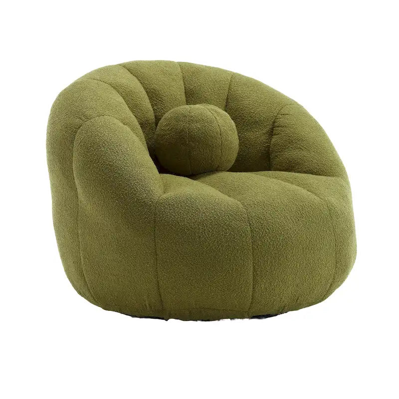 HOMEFUN Pouf rond rembourré en bouclette avec coussin