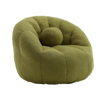 HOMEFUN Pouf rond rembourré en bouclette avec coussin