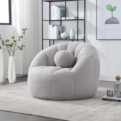 HOMEFUN Pouf rond rembourré en bouclette avec coussin