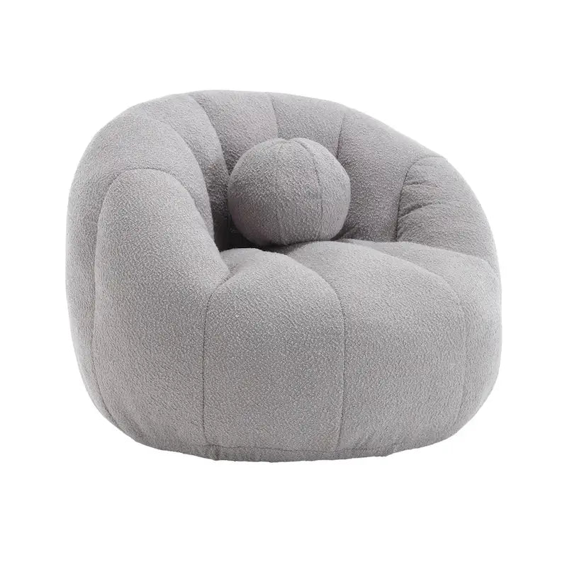 HOMEFUN Pouf rond rembourré en bouclette avec coussin