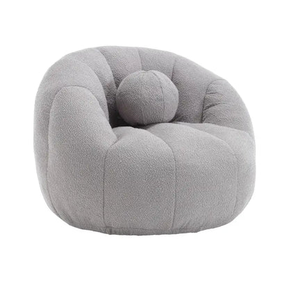 HOMEFUN Pouf rond rembourré en bouclette avec coussin