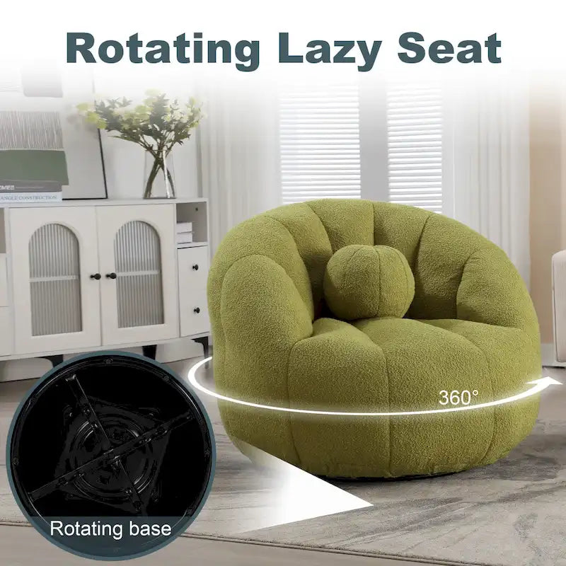 HOMEFUN Pouf rond rembourré en bouclette avec coussin