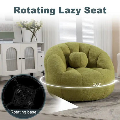 HOMEFUN Pouf rond rembourré en bouclette avec coussin