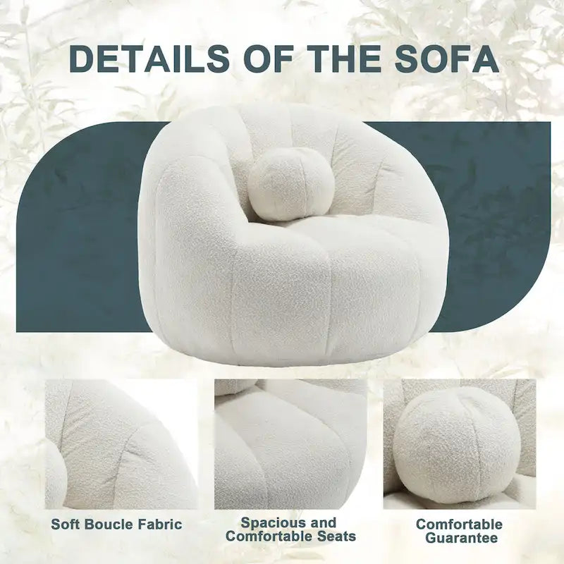 HOMEFUN Pouf rond rembourré en bouclette avec coussin
