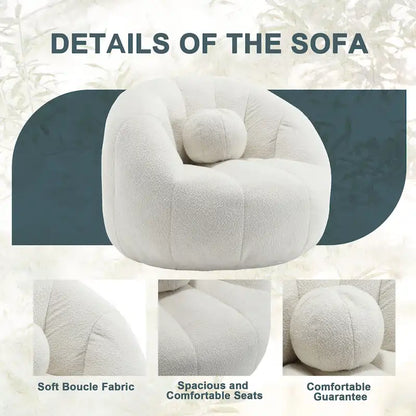 HOMEFUN Pouf rond rembourré en bouclette avec coussin