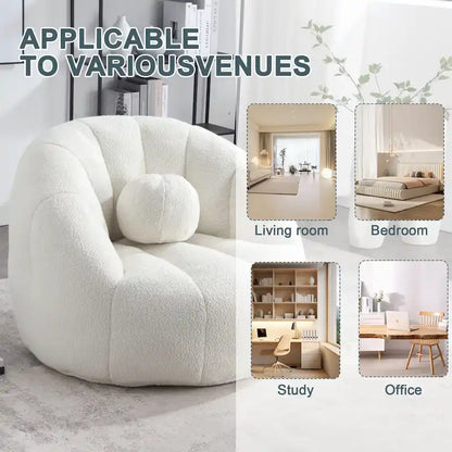 HOMEFUN Pouf rond rembourré en bouclette avec coussin