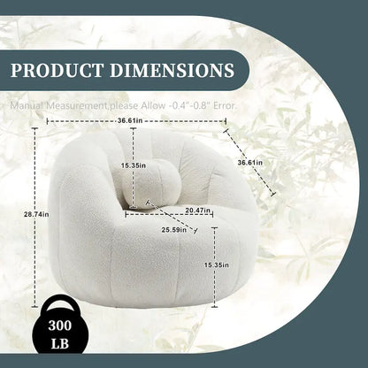 HOMEFUN Pouf rond rembourré en bouclette avec coussin
