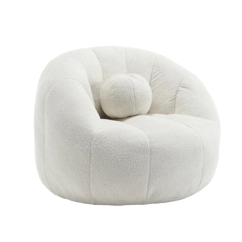 HOMEFUN Pouf rond rembourré en bouclette avec coussin