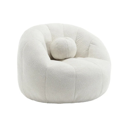 HOMEFUN Pouf rond rembourré en bouclette avec coussin