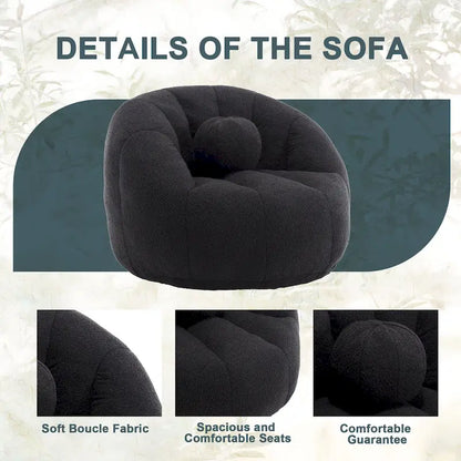 HOMEFUN Pouf rond rembourré en bouclette avec coussin