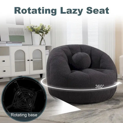 HOMEFUN Pouf rond rembourré en bouclette avec coussin
