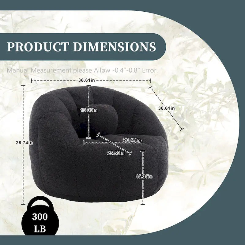 HOMEFUN Pouf rond rembourré en bouclette avec coussin